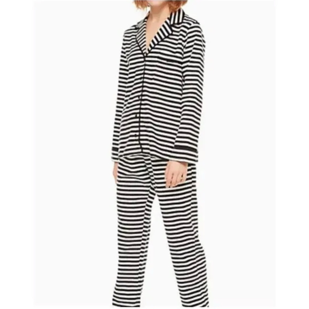Kate Spade Black & White Striped Brushed Twill Pajama Set | NWOT |